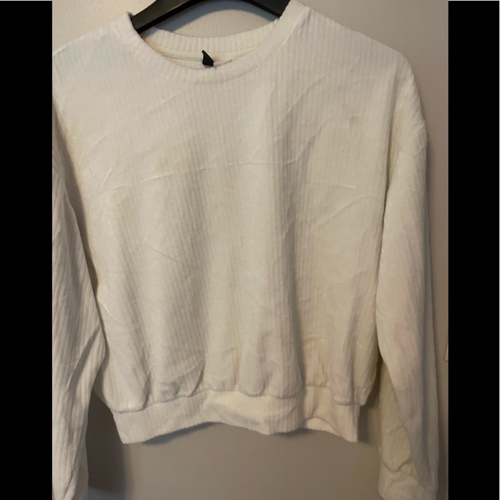 White ribbed sweater